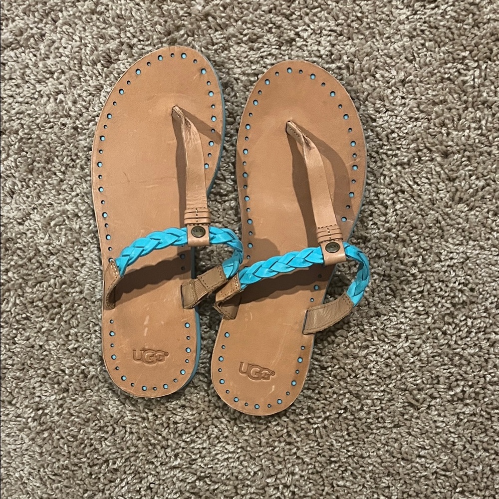 UGG Women's Brown and Blue Braided Sandals